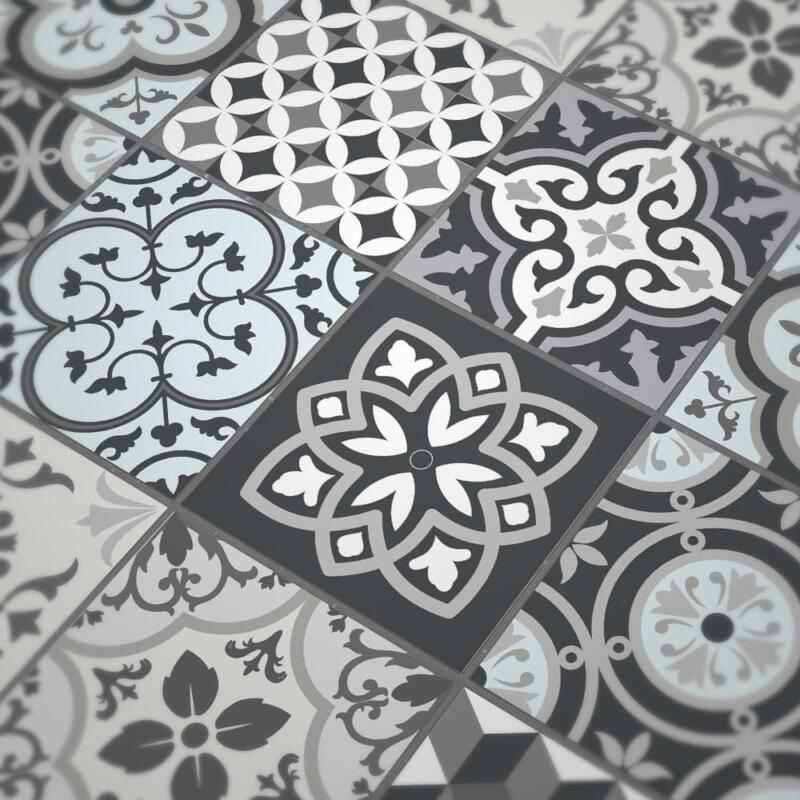 Fliesenaufkleber für Küche und Bad - Marokkanisch Patchwork Grau