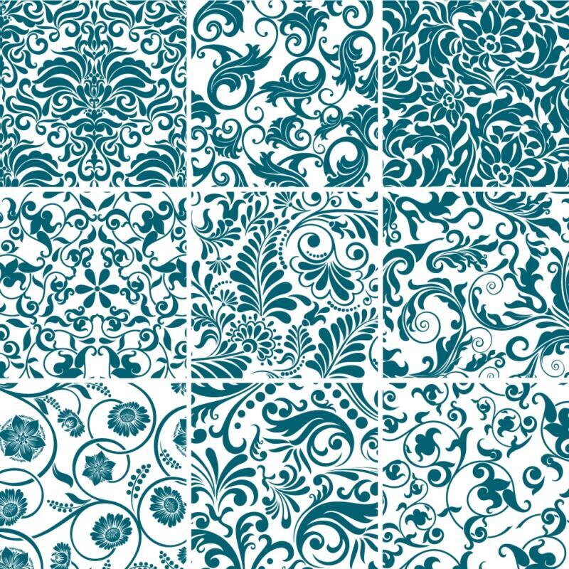 Fliesenaufkleber für Bad Deko und Küche - Floral Petrol Barok