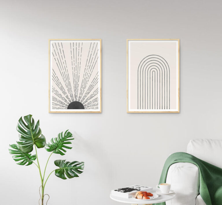 Zeitgenössische Abstrakte Minimalistische Wandkunst - Sonne Regenbogen- Poster Set – Bild 3