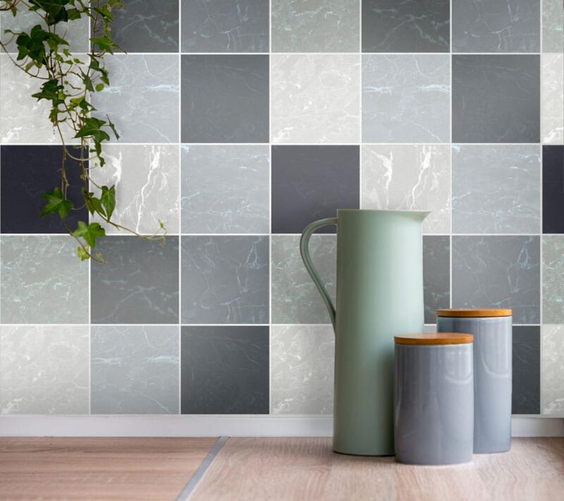 Fliesensticker für Küche und Bad - Marmor Optik - Anthrazit Grau