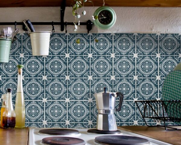 Fliesenaufkleber für Bad Deko u. Küche - Azulejo-Portugiesisch-Dunkelblau – Bild 2