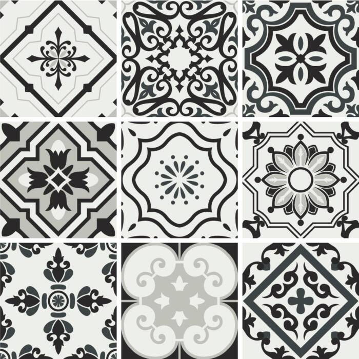 Klebefliesen für Küche & Badezimmer - Vintage Patchwork Grau – Bild 2