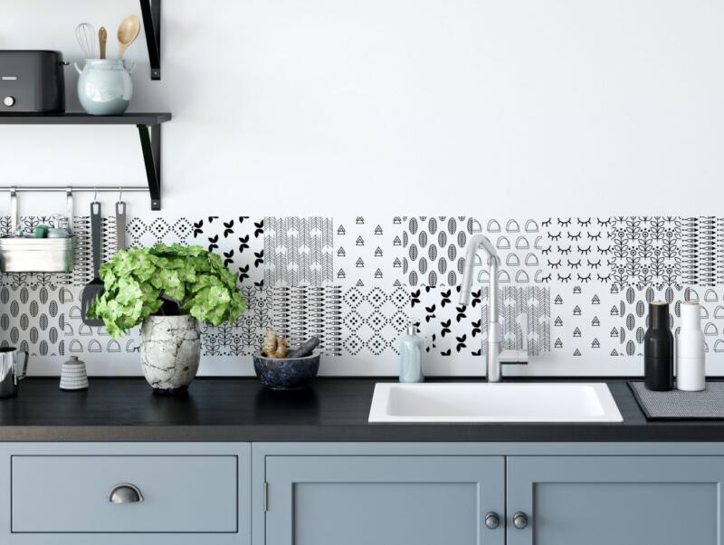 Fliesenaufkleber für Küche und Bad - Skandinavische Muster - Transparent