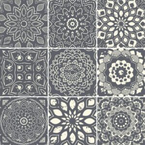 Fliesenaufkleber für Küche und Badezimmer - Mandala - Graublau - Mintgrün