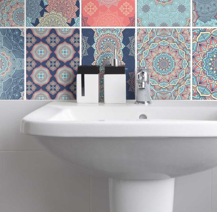 Fliesenaufkleber für Küche und Badezimmer - Mandala Pastell – Bild 2
