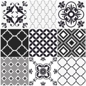 Fliesenaufkleber für Küche und Bad - Marokkanisch Patchwork Schwarz Weiß