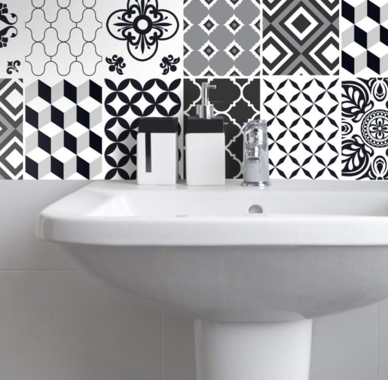 Fliesenaufkleber für Küche und Bad - Marokkanisch Patchwork Schwarz Weiß – Bild 3