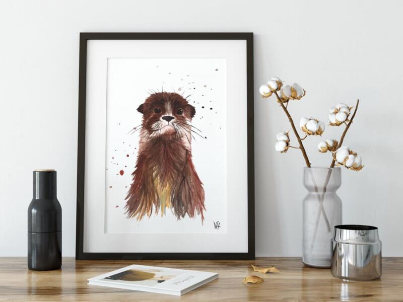 Wandbild Kunstdruck Aquarell Otter – Bild 2