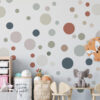 Wandtattoo Punkte Pastell Farben - Kinderzimmer - 72 Stück