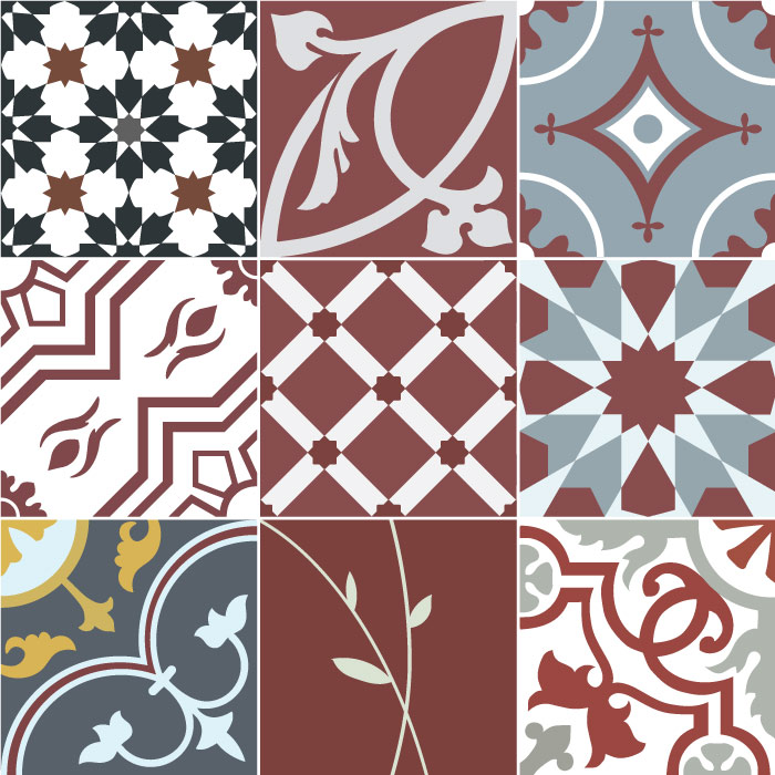 Portugiesisches Patchwork Fliesenaufkleber Set