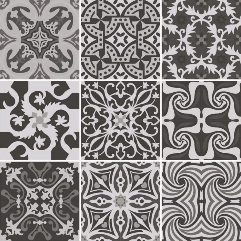 Fliesenaufkleber für Küche und Badezimmer - Portugiesisch-Weiss-Anthrazit