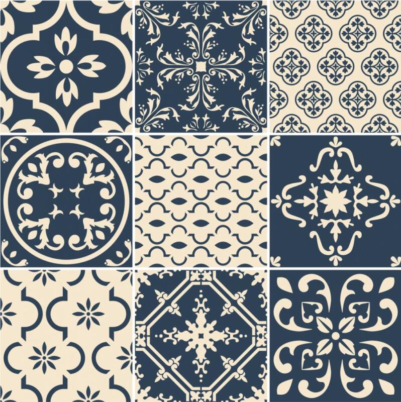 Fliesenaufkleber für Küche & Badezimmer - Portugiesisch Blau Creme