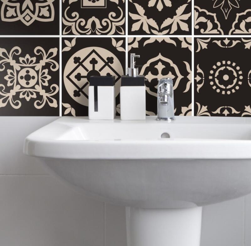 Fliesenaufkleber für Küche und Badezimmer - Portugiesisch-Braun-Creme – Bild 3