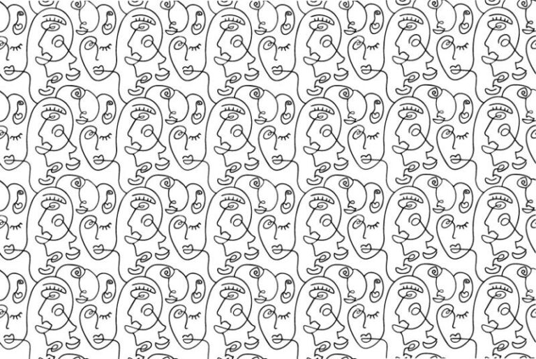 Selbstlklebende Dekorfolie Möbelfolie - Strichzeichnung Abstrakte Gesichter – Bild 2