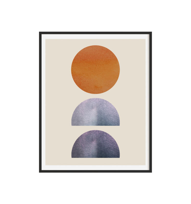 Abstrakte Kunst Halbkreise Skandinavischer Stil Wasserfarbe