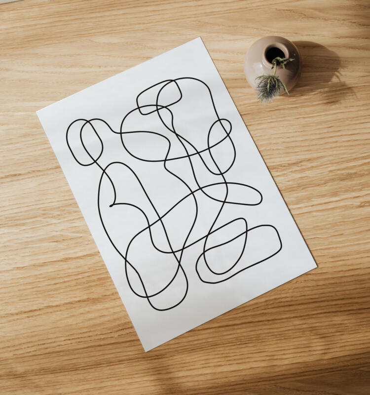 Durchgängige Linie Abstrakte Kunst Zeichnung Poster – Bild 4