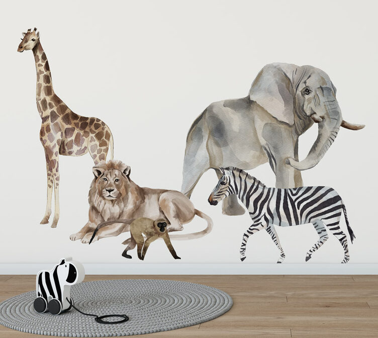 Safari Afrika Aquarell Tiere Wandtattoo