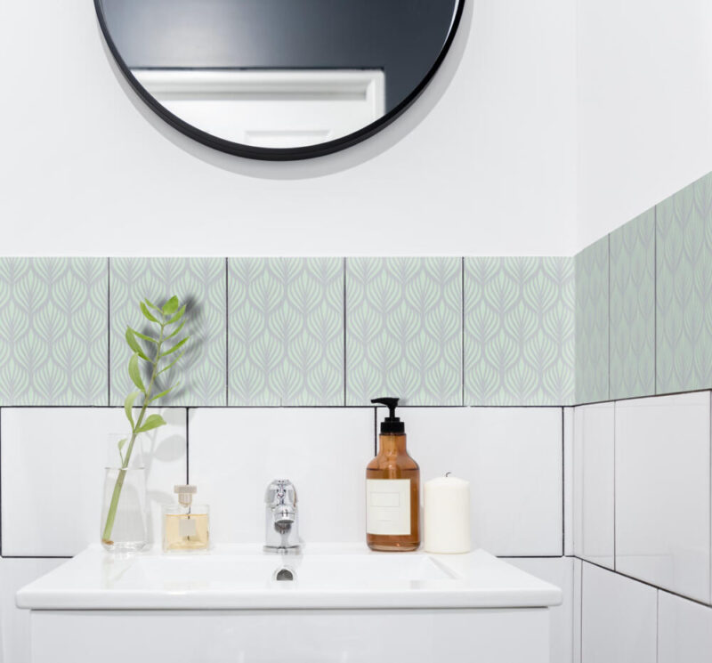 Klebefliesen für Küche & Badezimmer - Blumenmuster Art Deco