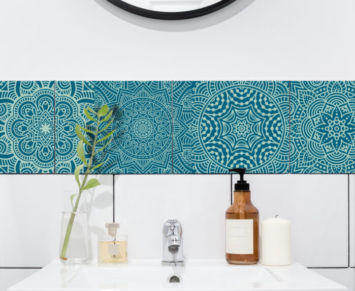 Fliesenaufkleber für Küche und Bad - Mandala Mintgrün Petrol – Bild 3