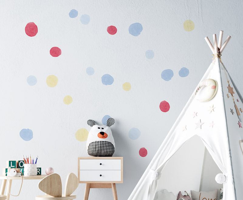Wandtattoo Punkte Aquarell Wasserfarben - Kinderzimmer