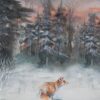 Wandbild Kunstdruck Aquarell Fuchs Winter Wald Illustration