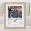 Wandbild Kunstdruck Aquarell Fuchs Winter Wald Illustration