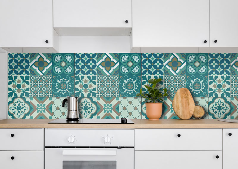 Fliesenaufkleber für Bad und Küche - Ornamente Vintage Petrol – Bild 2