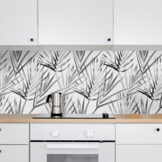 Küchenrückwand Folie - Palmenblätter Monochrom