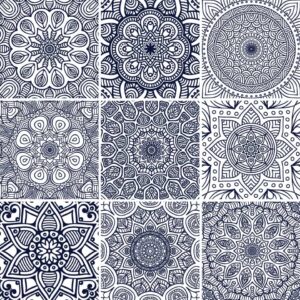 Fliesenaufkleber für Badezimmer und Küche - Mandala Dunkelblau