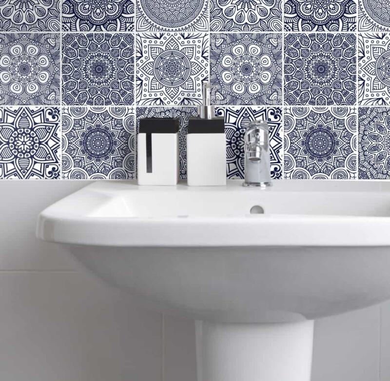 Fliesenaufkleber für Badezimmer und Küche - Mandala Dunkelblau – Bild 2