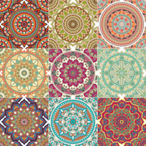 Fliesenaufkleber für Bad und Küche - Mandala Retro