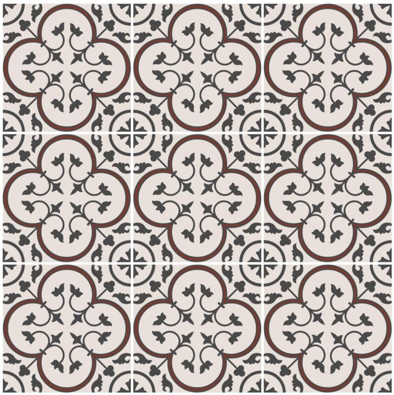 Fliesenaufkleber für Bad und Küche - Azulejo Creme Rot