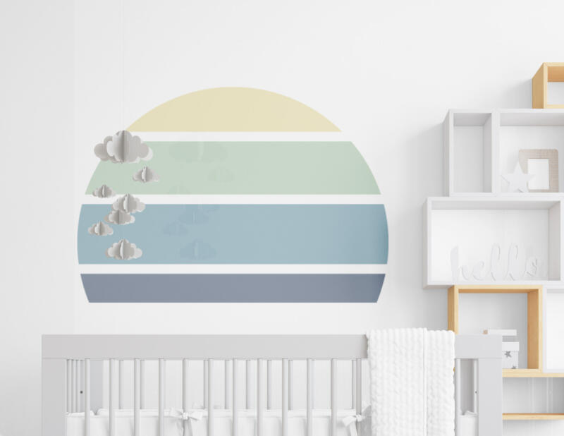 Sonne im Retro Stil als Wandtatto über dem Kinderbett